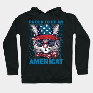 Proud To Be An Americat 4th Of July Cat American Flag Hoodie